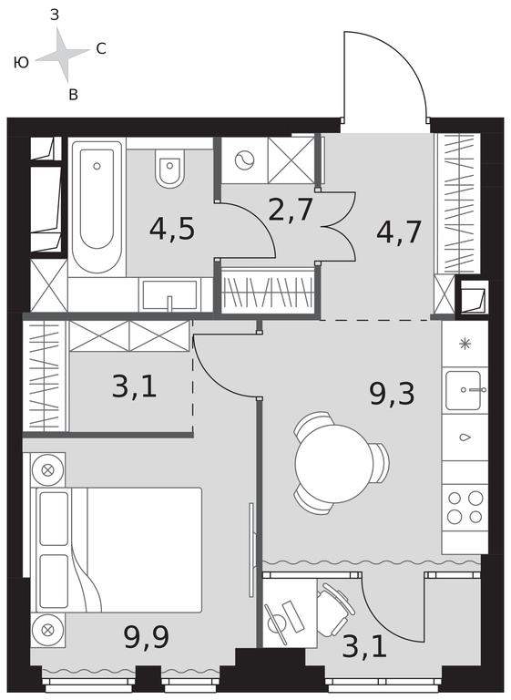 1-BD Apartment Sale, 37.3平方米 at Sydney City, Shenogina Street, 2, Moscow, Russia #1 1-BD Apartment Sale, 37.3平方米 at Sydney City, Shenogina Street, 2, Moscow, Russia #1