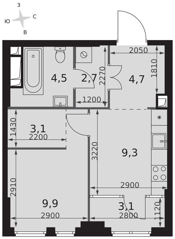 1-BD Apartment Sale, 37.3平方米 at Sydney City, Shenogina Street, 2, Moscow, Russia #2 1-BD Apartment Sale, 37.3平方米 at Sydney City, Shenogina Street, 2, Moscow, Russia #2