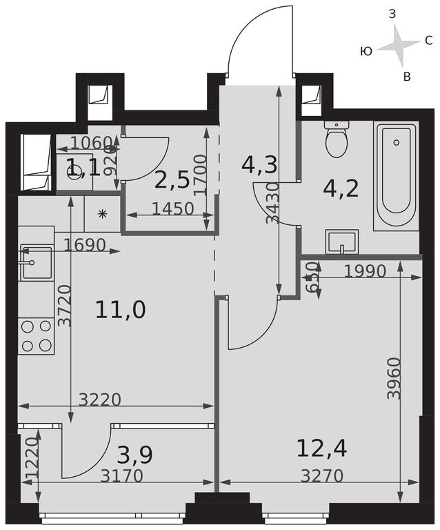1-BD Apartment Sale, 39.4 sq. m. at Sydney City, Shenogina Street, 2, Moscow, Russia #2