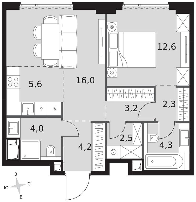 2-BD Apartment Sale, 54.7平方米 at Sydney City, Shenogina Street, 2, Moscow, Russia #1 2-BD Apartment Sale, 54.7平方米 at Sydney City, Shenogina Street, 2, Moscow, Russia #1