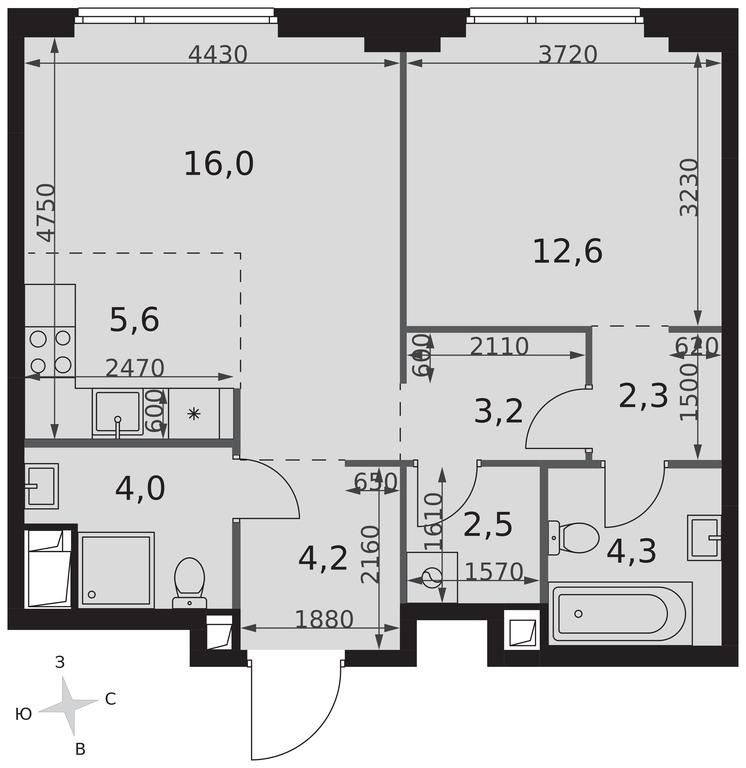 2-BD Apartment Sale, 54.7平方米 at Sydney City, Shenogina Street, 2, Moscow, Russia #2 2-BD Apartment Sale, 54.7平方米 at Sydney City, Shenogina Street, 2, Moscow, Russia #2