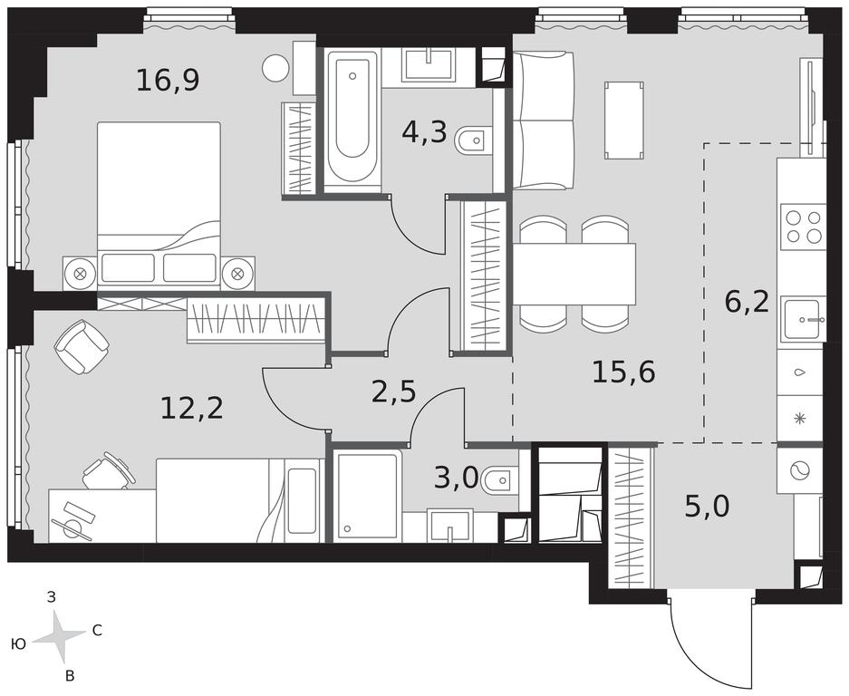 3-BD Apartment Sale, 65.7平方米 at Sydney City, Shenogina Street, 2, Moscow, Russia #1
