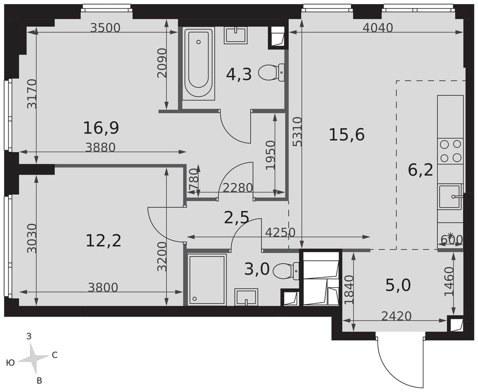 3-BD Apartment Sale, 65.7平方米 at Sydney City, Shenogina Street, 2, Moscow, Russia #2