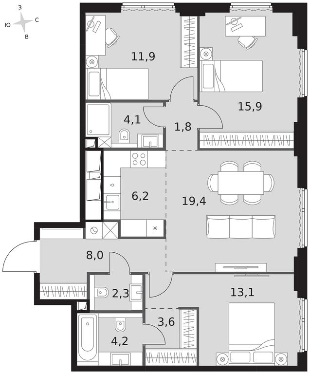 4-BD Apartment Sale, 90.5 sq. m. at Sydney City, Shenogina Street, 2, Moscow, Russia #1 4-BD Apartment Sale, 90.5 sq. m. at Sydney City, Shenogina Street, 2, Moscow, Russia #1