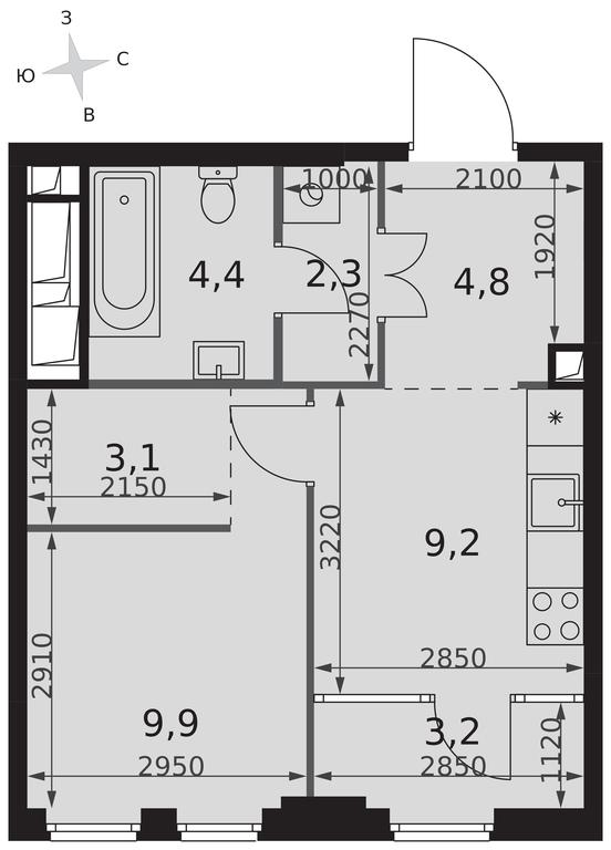 1-BD Apartment Sale, 36.9 sq. m. at Sydney City, Shenogina Street, 2, Moscow, Russia #2