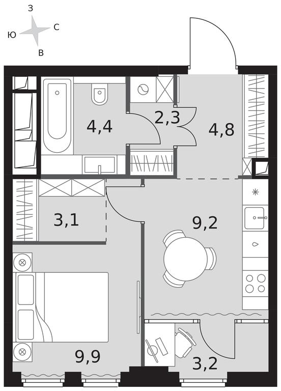1-BD Apartment Sale, 36.9 sq. m. at Sydney City, Shenogina Street, 2, Moscow, Russia #1