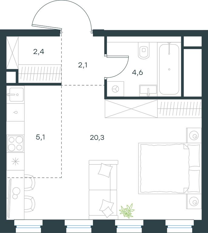 Apartment Sale, 34.4 sq. m. at Level Seligerskaya, Ilmenskiy Drive, 12, Moscow, Russia #1