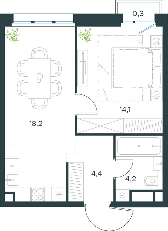 Apartment Sale, 41.2 sq. m. at Level Seligerskaya, Ilmenskiy Drive, 12, Moscow, Russia #1