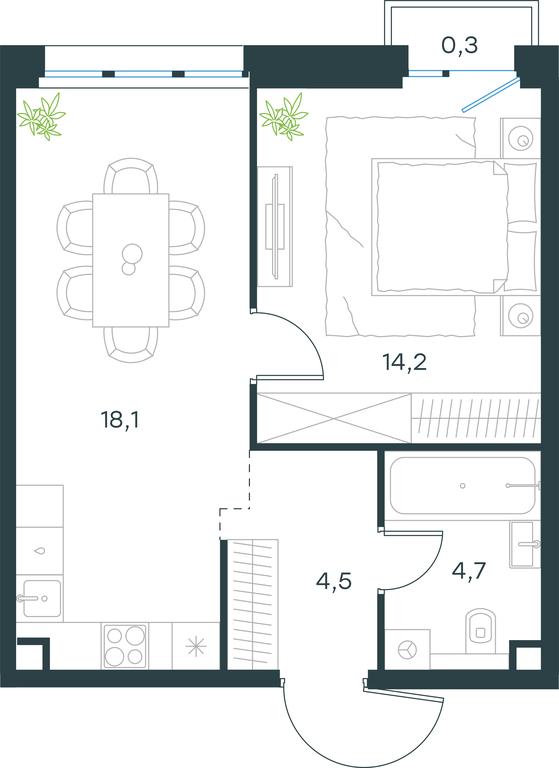 Apartment Sale, 41.8 sq. m. at Level Seligerskaya, Ilmenskiy Drive, 12, Moscow, Russia #1