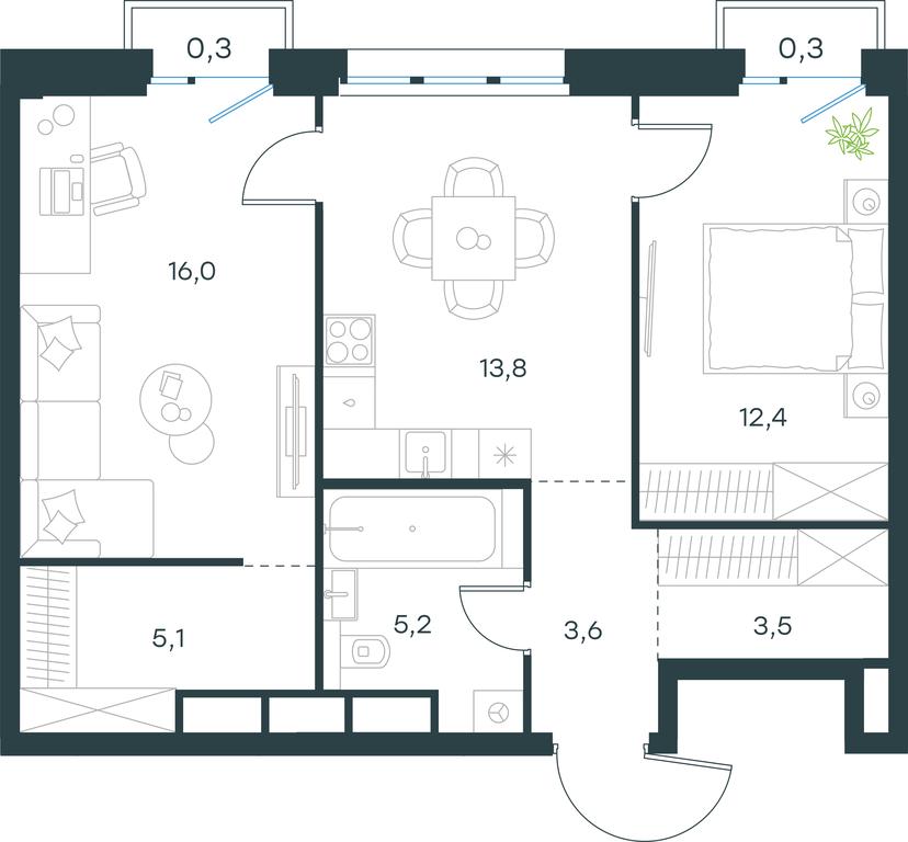 1-BD Apartment Sale, 60.2 sq. m. at Level Seligerskaya, Ilmenskiy Drive, 12, Moscow, Russia #1