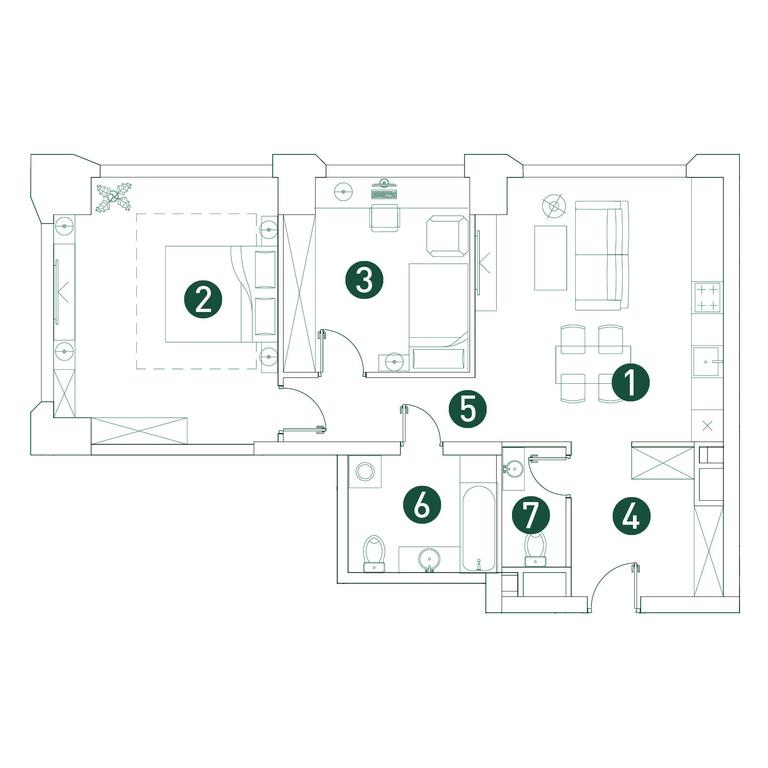 2-BD Apartment Sale, 75.6 sq. m. at Very, Botanicheskaya Street, 29, Moscow, Russia #2