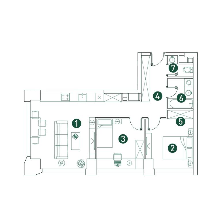 2-BD Apartment Sale, 64.9平方米 at Very, Botanicheskaya Street, 29, Moscow, Russia #1