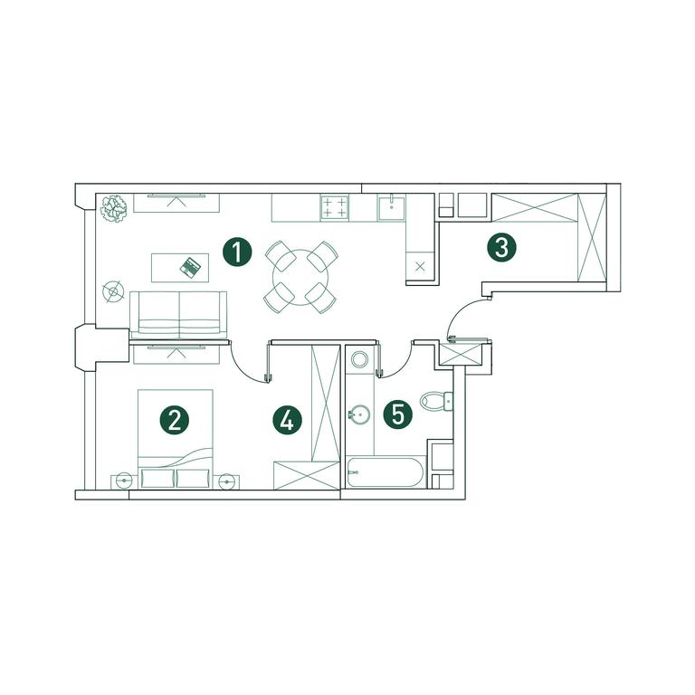1-BD Apartment Sale, 51 sq. m. at Very, Botanicheskaya Street, 29, Moscow, Russia #1