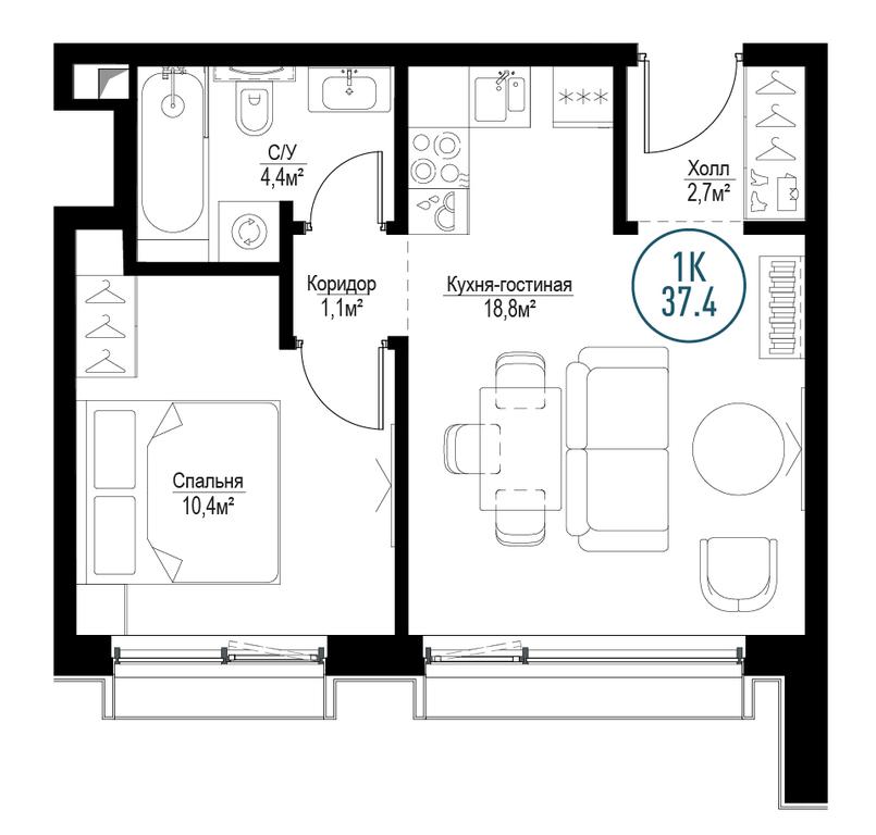 1-BD Apartment Sale, 37.5平方米 at Metropoliya, Volgogradsky Avenue, 32/3к1, Moscow, Russia #1 1-BD Apartment Sale, 37.5平方米 at Metropoliya, Volgogradsky Avenue, 32/3к1, Moscow, Russia #1