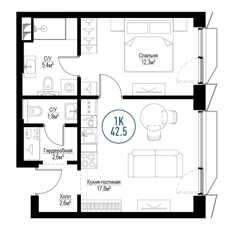 1-BD Apartment Sale, 42 sq. m. at Metropoliya, Volgogradsky Avenue, 32/3к1, Moscow, Russia #1 1-BD Apartment Sale, 42 sq. m. at Metropoliya, Volgogradsky Avenue, 32/3к1, Moscow, Russia #1