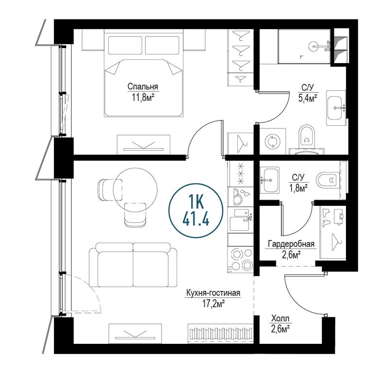 1-BD Apartment Sale, 41.5平方米 at Metropoliya, Volgogradsky Avenue, 32/3к1, Moscow, Russia #1 1-BD Apartment Sale, 41.5平方米 at Metropoliya, Volgogradsky Avenue, 32/3к1, Moscow, Russia #1