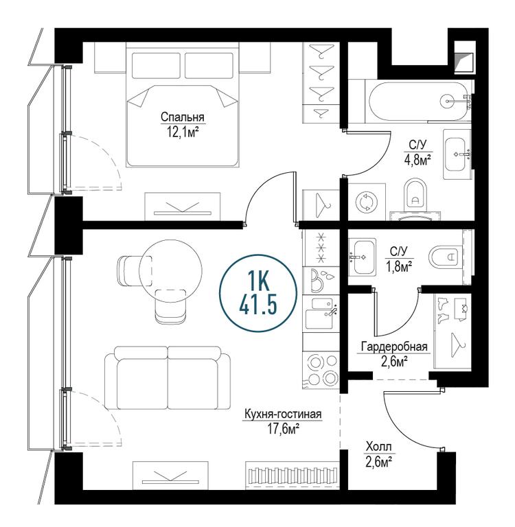 1-BD Apartment Sale, 40.9平方米 at Metropoliya, Volgogradsky Avenue, 32/3к1, Moscow, Russia #1 1-BD Apartment Sale, 40.9平方米 at Metropoliya, Volgogradsky Avenue, 32/3к1, Moscow, Russia #1