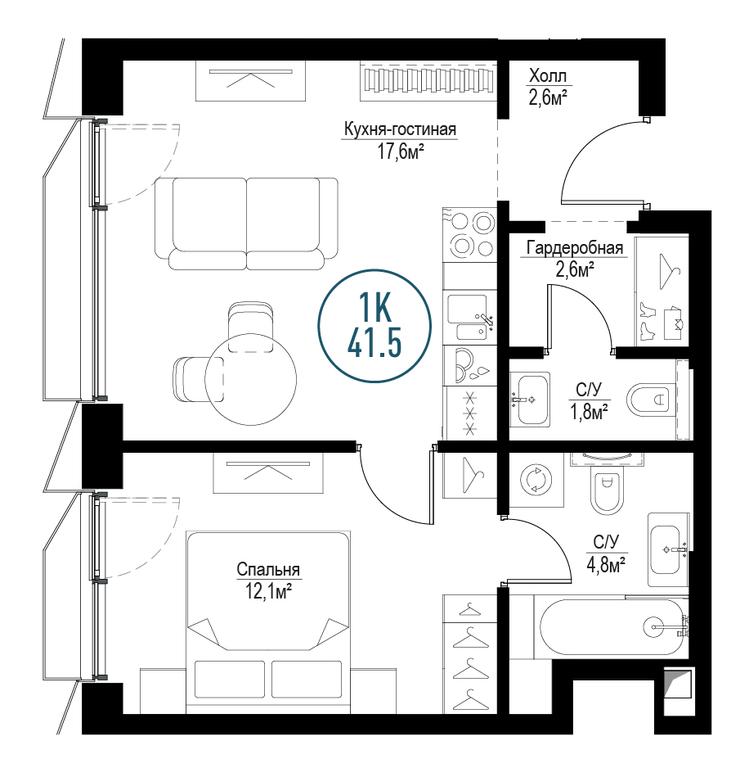 1-BD Apartment Sale, 41平方米 at Metropoliya, Volgogradsky Avenue, 32/3к1, Moscow, Russia #1 1-BD Apartment Sale, 41平方米 at Metropoliya, Volgogradsky Avenue, 32/3к1, Moscow, Russia #1