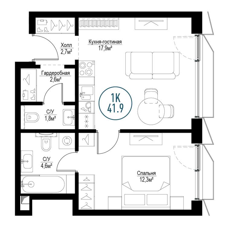 1-BD Apartment Sale, 41.4平方米 at Metropoliya, Volgogradsky Avenue, 32/3к1, Moscow, Russia #1 1-BD Apartment Sale, 41.4平方米 at Metropoliya, Volgogradsky Avenue, 32/3к1, Moscow, Russia #1