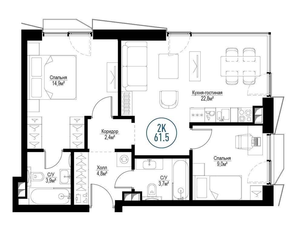 2-BD Apartment Sale, 60.7 sq. m. at Metropoliya, Volgogradsky Avenue, 32/3к1, Moscow, Russia #1 2-BD Apartment Sale, 60.7 sq. m. at Metropoliya, Volgogradsky Avenue, 32/3к1, Moscow, Russia #1