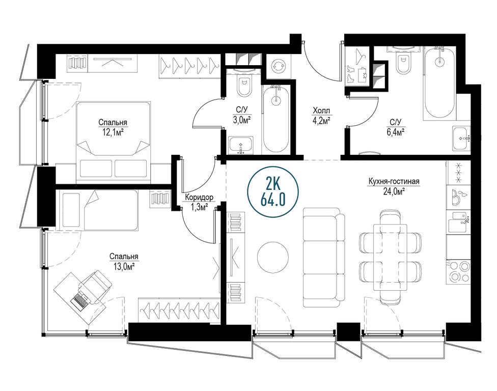 2-BD Apartment Sale, 63.3 sq. m. at Metropoliya, Volgogradsky Avenue, 32/3к1, Moscow, Russia #1 2-BD Apartment Sale, 63.3 sq. m. at Metropoliya, Volgogradsky Avenue, 32/3к1, Moscow, Russia #1