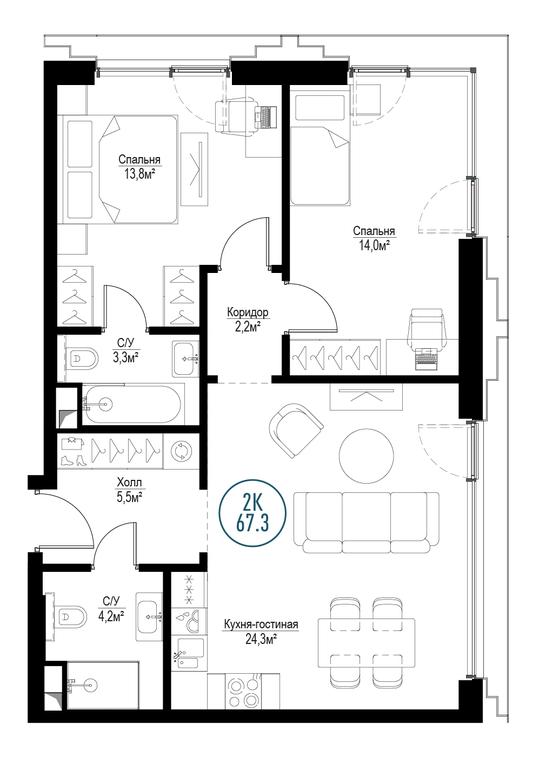2-BD Apartment Sale, 66 sq. m. at Metropoliya, Volgogradsky Avenue, 32/3к1, Moscow, Russia #1 2-BD Apartment Sale, 66 sq. m. at Metropoliya, Volgogradsky Avenue, 32/3к1, Moscow, Russia #1