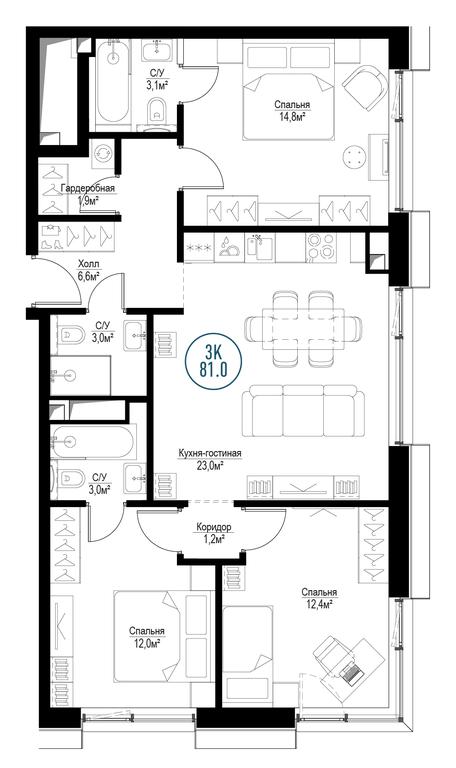 3-BD Apartment Sale, 81.4平方米 at Metropoliya, Volgogradsky Avenue, 32/3к1, Moscow, Russia #1 3-BD Apartment Sale, 81.4平方米 at Metropoliya, Volgogradsky Avenue, 32/3к1, Moscow, Russia #1