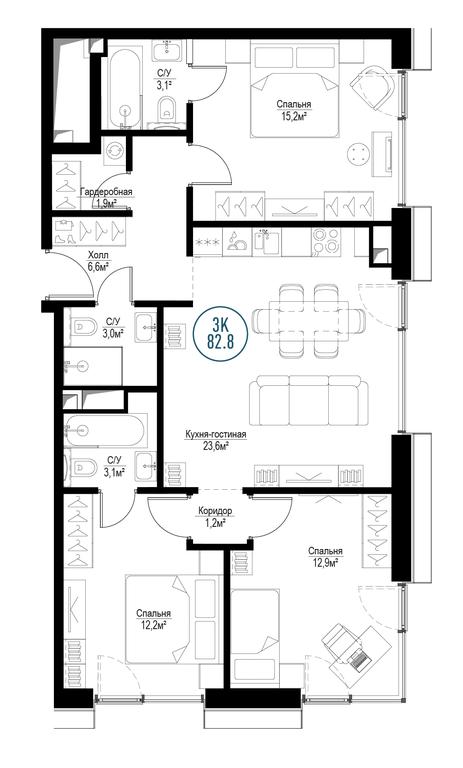 3-BD Apartment Sale, 81.4 sq. m. at Metropoliya, Volgogradsky Avenue, 32/3к1, Moscow, Russia #1 3-BD Apartment Sale, 81.4 sq. m. at Metropoliya, Volgogradsky Avenue, 32/3к1, Moscow, Russia #1