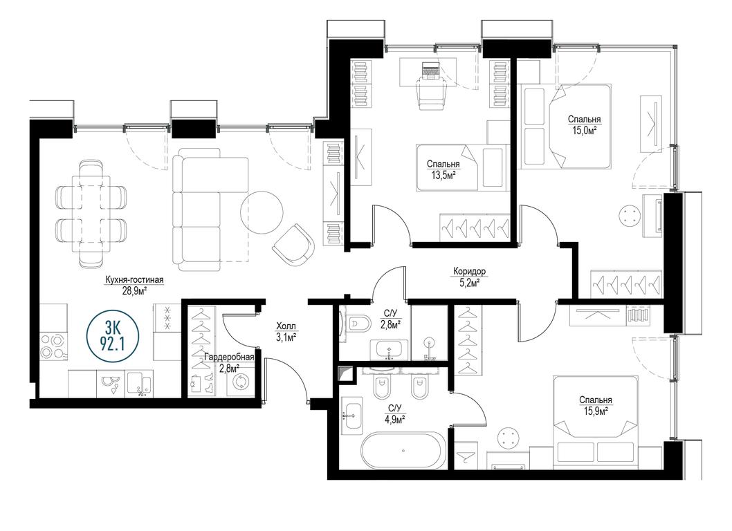 3-BD Apartment Sale, 91.3 sq. m. at Metropoliya, Volgogradsky Avenue, 32/3к1, Moscow, Russia #1 3-BD Apartment Sale, 91.3 sq. m. at Metropoliya, Volgogradsky Avenue, 32/3к1, Moscow, Russia #1
