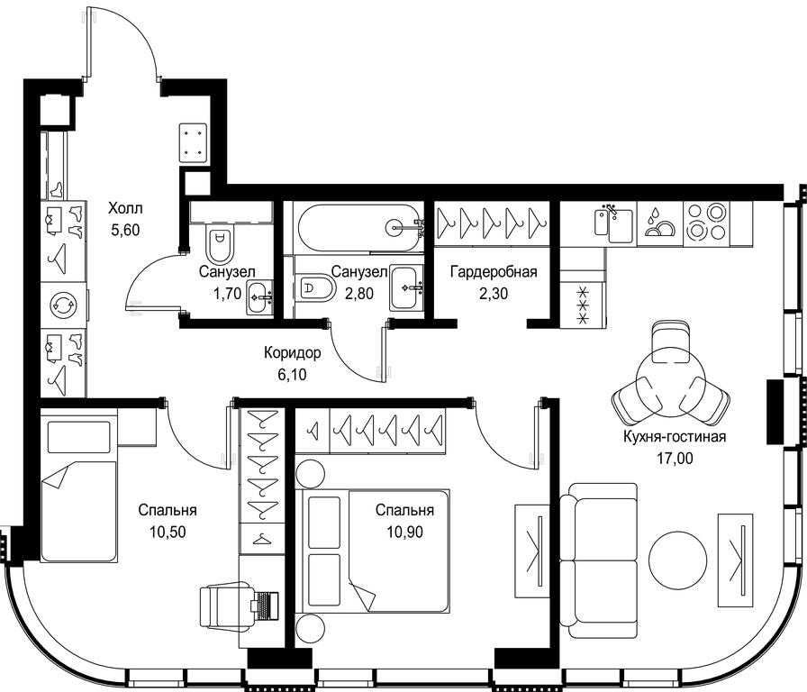 2-BD Apartment Sale, 56.9 sq. m. at Multikvartal CITYZEN, Vishnyovaya Street, Moscow, Russia #1 2-BD Apartment Sale, 56.9 sq. m. at Multikvartal CITYZEN, Vishnyovaya Street, Moscow, Russia #1
