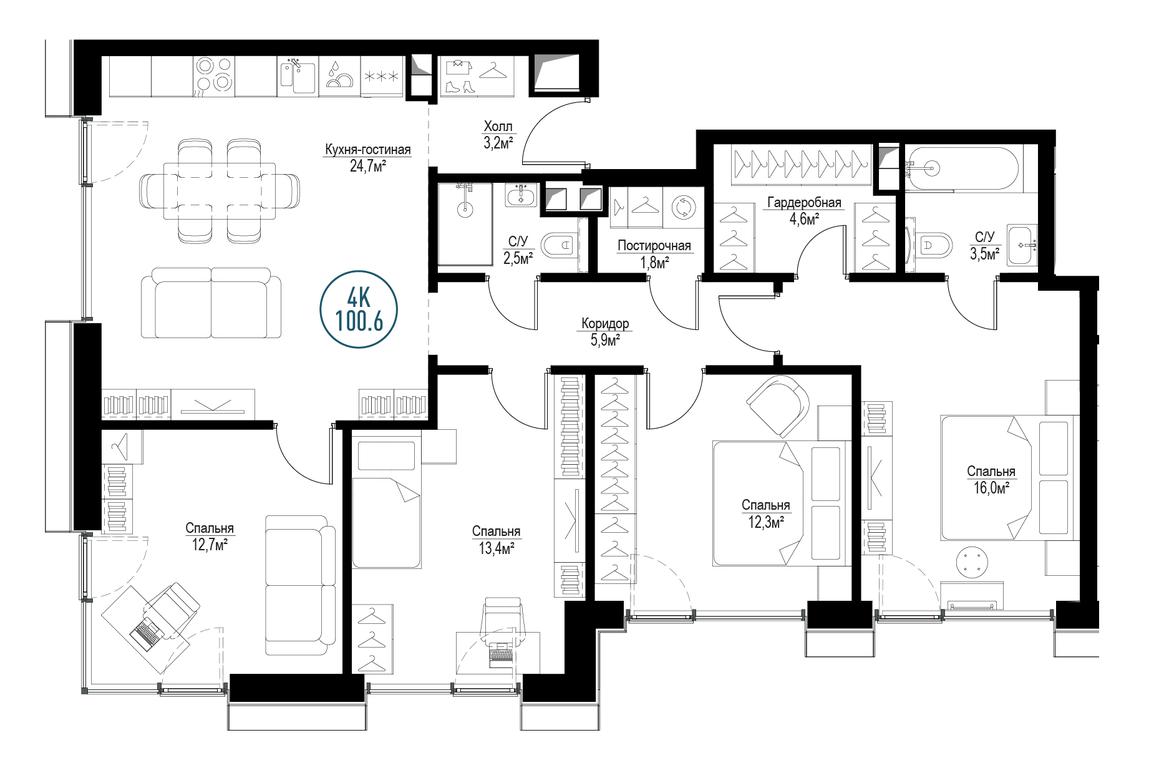4-BD Apartment Sale, 99.6平方米 at Metropoliya, Volgogradsky Avenue, 32/3к1, Moscow, Russia #1 4-BD Apartment Sale, 99.6平方米 at Metropoliya, Volgogradsky Avenue, 32/3к1, Moscow, Russia #1