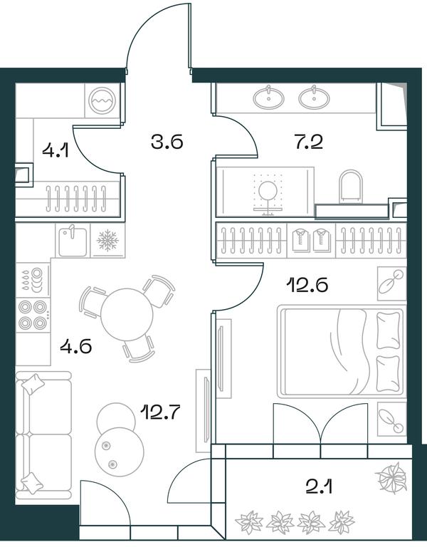 1-BD Apartment Sale, 46.9 sq. m. at SHIFT, 2nd Donskoy Drive, 10, Moscow, Russia #1