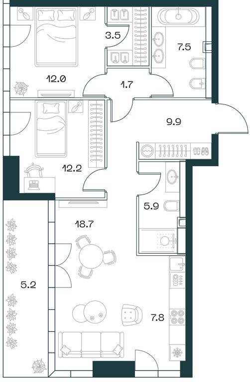 2-BD Apartment Sale, 84.8 sq. m. at SHIFT, 2nd Donskoy Drive, 10, Moscow, Russia #1 2-BD Apartment Sale, 84.8 sq. m. at SHIFT, 2nd Donskoy Drive, 10, Moscow, Russia #1