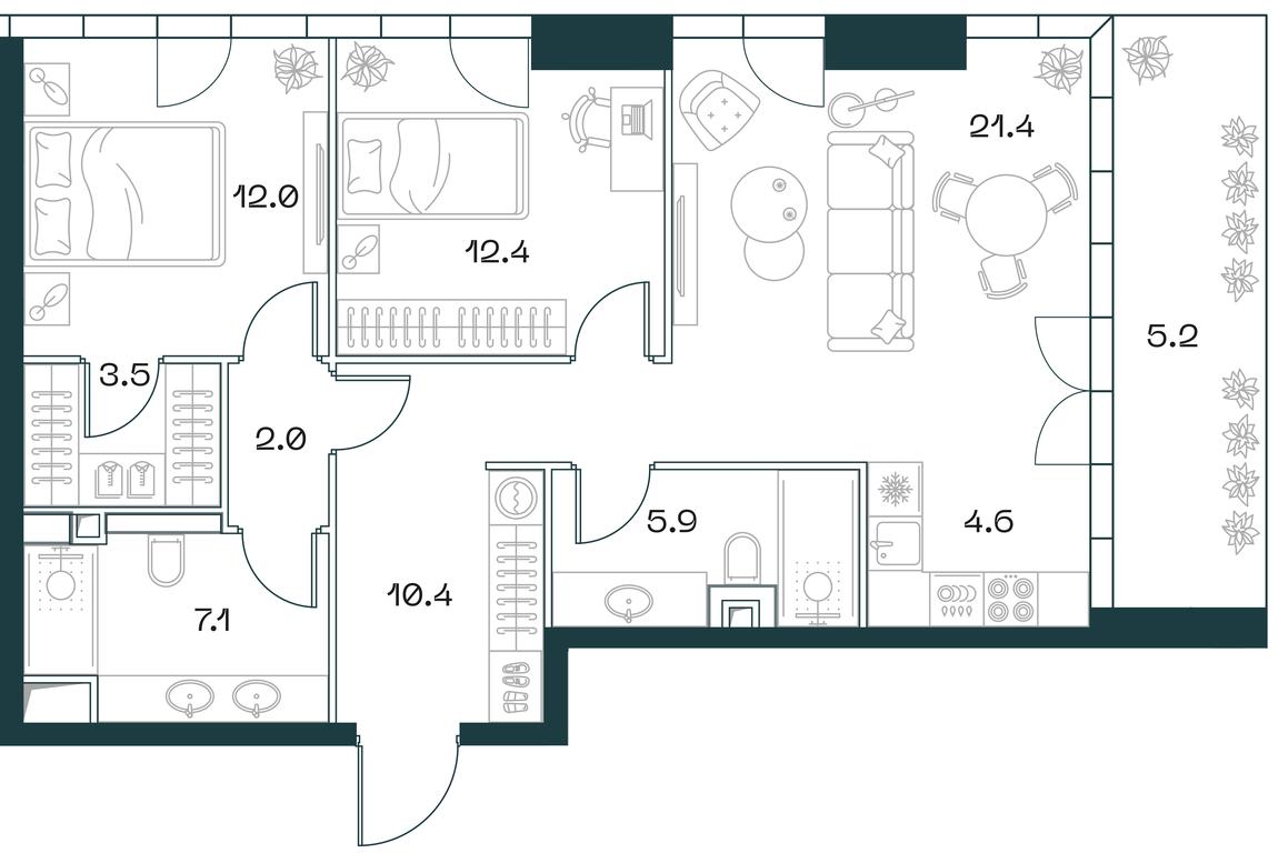 2-BD Apartment Sale, 84.9 sq. m. at SHIFT, 2nd Donskoy Drive, 10, Moscow, Russia #1 2-BD Apartment Sale, 84.9 sq. m. at SHIFT, 2nd Donskoy Drive, 10, Moscow, Russia #1