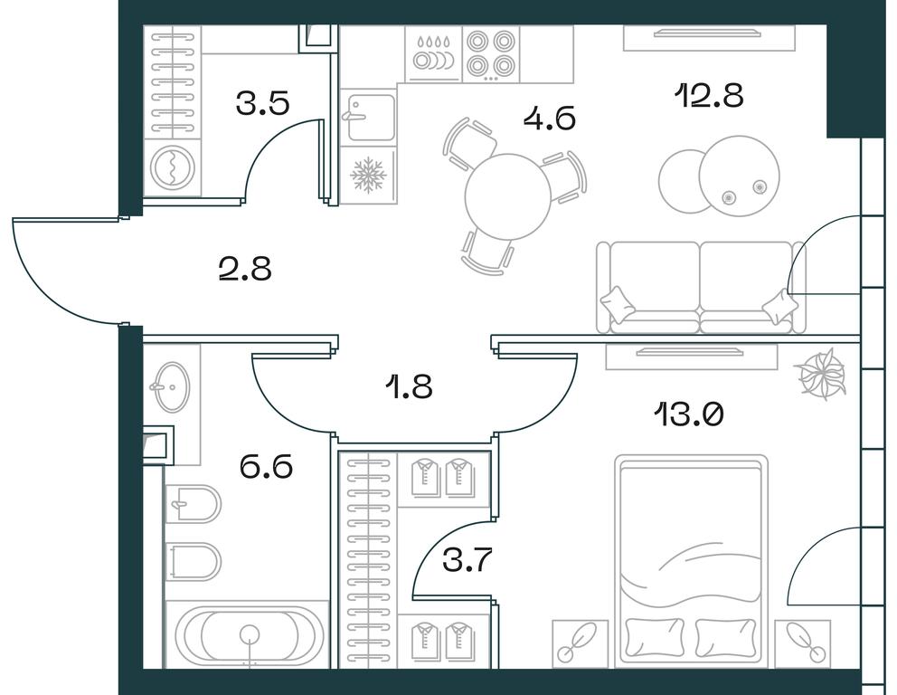 1-BD Apartment Sale, 48.8平方米 at SHIFT, 2nd Donskoy Drive, 10, Moscow, Russia #1 1-BD Apartment Sale, 48.8平方米 at SHIFT, 2nd Donskoy Drive, 10, Moscow, Russia #1