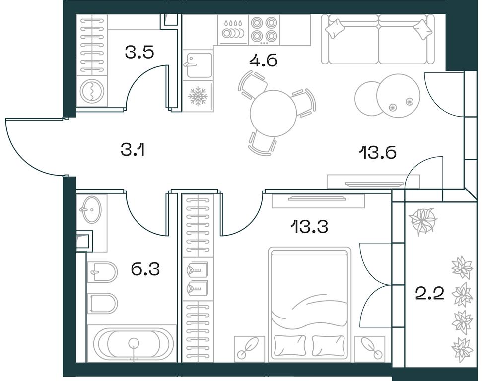 1-BD Apartment Sale, 46.6平方米 at SHIFT, 2nd Donskoy Drive, 10, Moscow, Russia #1