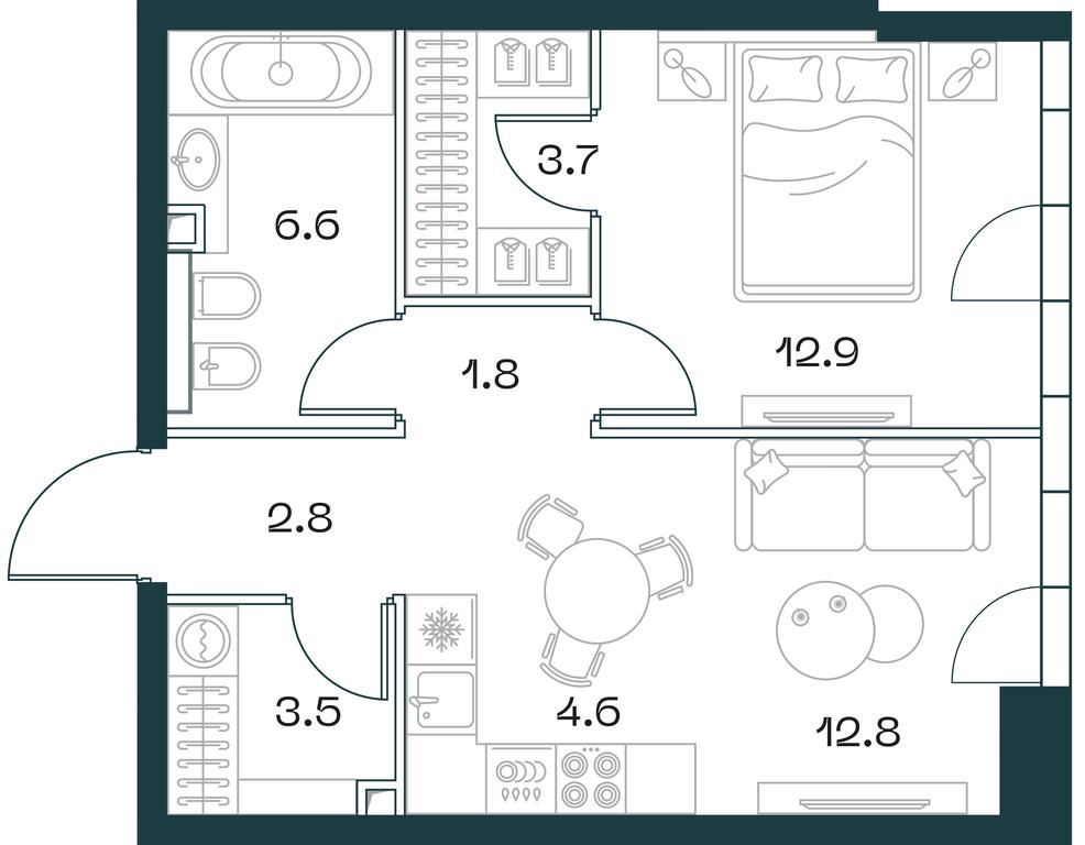 1-BD Apartment Sale, 48.7平方米 at SHIFT, 2nd Donskoy Drive, 10, Moscow, Russia #1 1-BD Apartment Sale, 48.7平方米 at SHIFT, 2nd Donskoy Drive, 10, Moscow, Russia #1