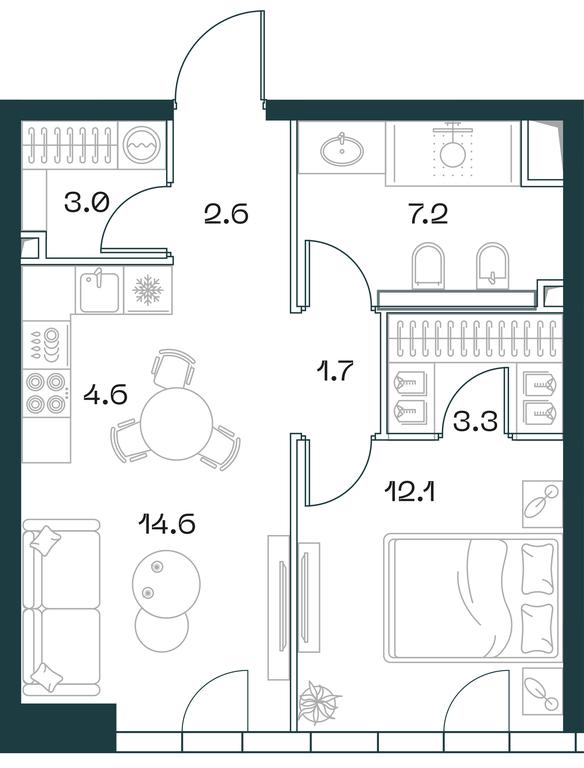 1-BD Apartment Sale, 49.1平方米 at SHIFT, 2nd Donskoy Drive, 10, Moscow, Russia #1 1-BD Apartment Sale, 49.1平方米 at SHIFT, 2nd Donskoy Drive, 10, Moscow, Russia #1