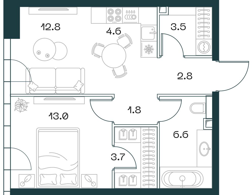1-BD Apartment Sale, 48.8平方米 at SHIFT, 2nd Donskoy Drive, 10, Moscow, Russia #1 1-BD Apartment Sale, 48.8平方米 at SHIFT, 2nd Donskoy Drive, 10, Moscow, Russia #1