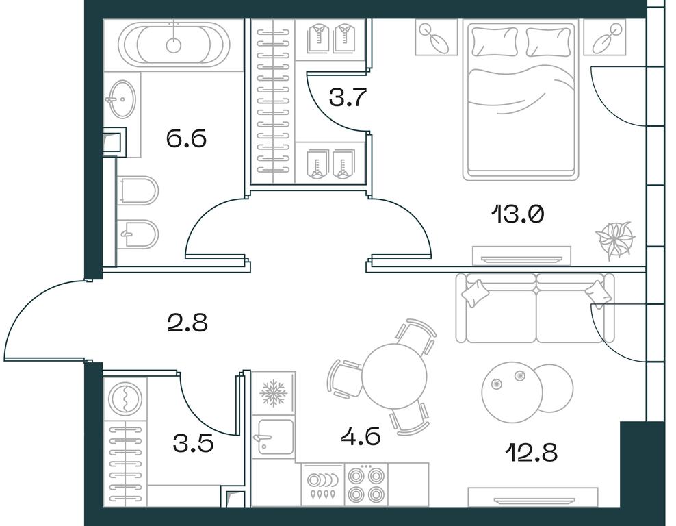 1-BD Apartment Sale, 48.8平方米 at SHIFT, 2nd Donskoy Drive, 10, Moscow, Russia #1 1-BD Apartment Sale, 48.8平方米 at SHIFT, 2nd Donskoy Drive, 10, Moscow, Russia #1