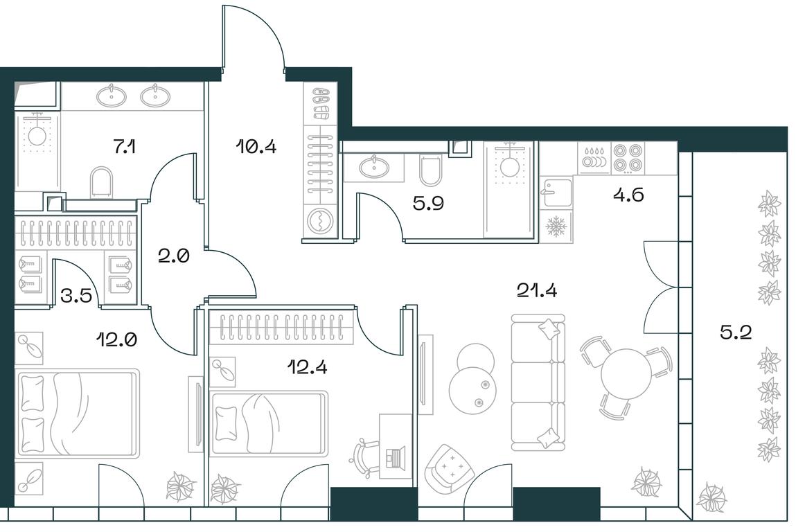 2-BD Apartment Sale, 84.9 sq. m. at SHIFT, 2nd Donskoy Drive, 10, Moscow, Russia #1 2-BD Apartment Sale, 84.9 sq. m. at SHIFT, 2nd Donskoy Drive, 10, Moscow, Russia #1