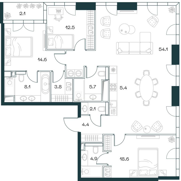 3-BD Apartment Sale, 137.6 sq. m. at SHIFT, 2nd Donskoy Drive, 10, Moscow, Russia #1