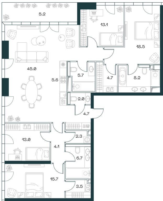 4-BD Apartment Sale, 154.8平方米 at SHIFT, 2nd Donskoy Drive, 10, Moscow, Russia #1