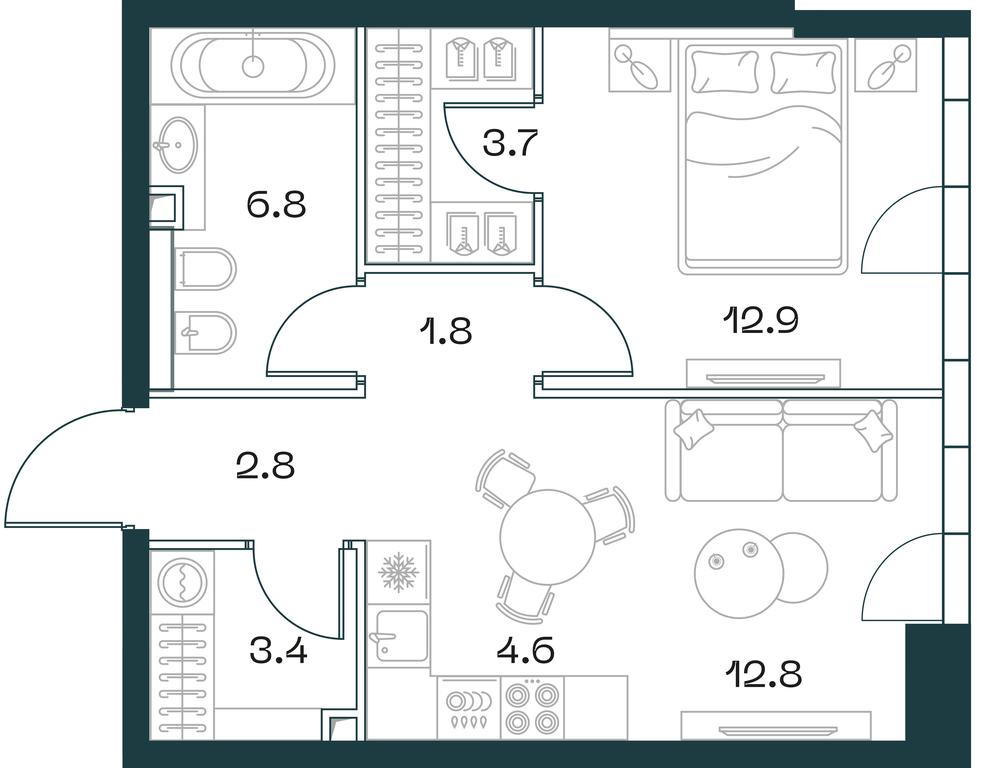 1-BD Apartment Sale, 48.7平方米 at SHIFT, 2nd Donskoy Drive, 10, Moscow, Russia #1 1-BD Apartment Sale, 48.7平方米 at SHIFT, 2nd Donskoy Drive, 10, Moscow, Russia #1
