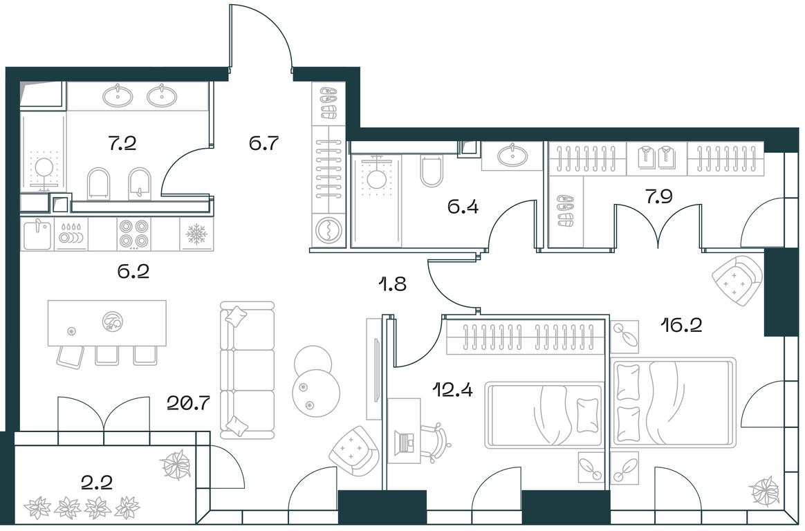 2-BD Apartment Sale, 87.9平方米 at SHIFT, 2nd Donskoy Drive, 10, Moscow, Russia #1 2-BD Apartment Sale, 87.9平方米 at SHIFT, 2nd Donskoy Drive, 10, Moscow, Russia #1