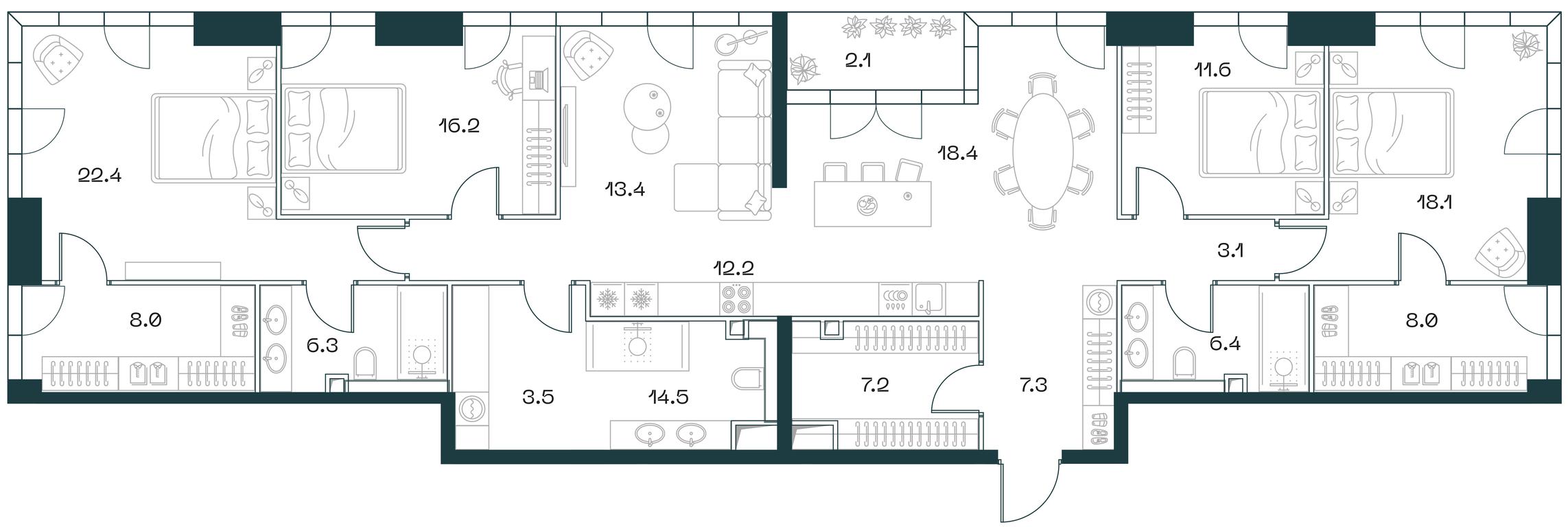 4-BD Apartment Sale, 178.4平方米 at SHIFT, 2nd Donskoy Drive, 10, Moscow, Russia #1