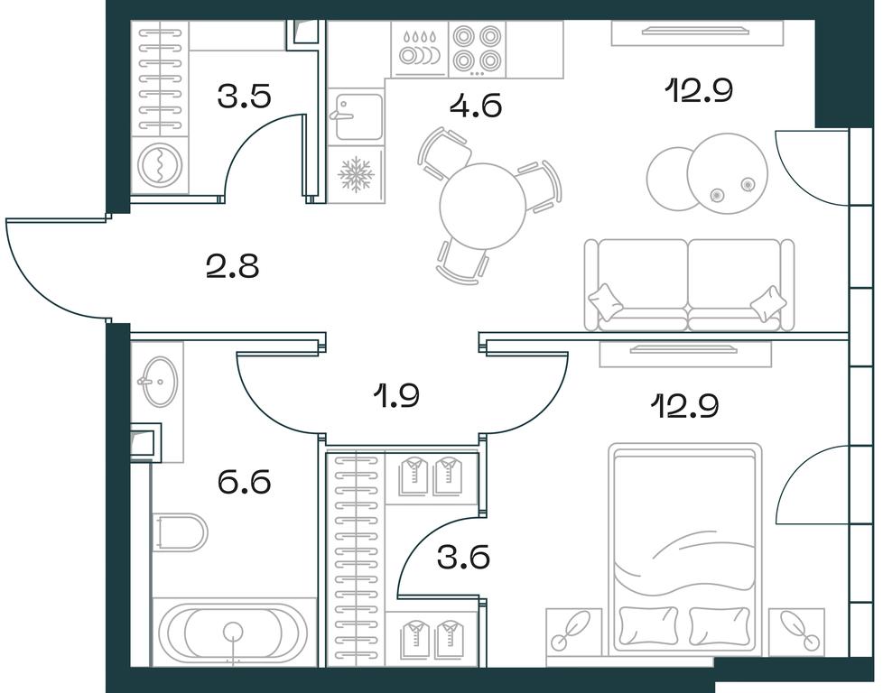 1-BD Apartment Sale, 48.8 sq. m. at SHIFT, 2nd Donskoy Drive, 10, Moscow, Russia #1 1-BD Apartment Sale, 48.8 sq. m. at SHIFT, 2nd Donskoy Drive, 10, Moscow, Russia #1