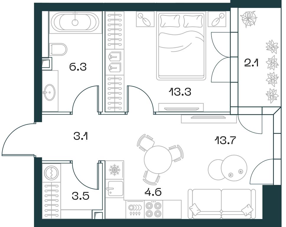 1-BD Apartment Sale, 46.6 sq. m. at SHIFT, 2nd Donskoy Drive, 10, Moscow, Russia #1 1-BD Apartment Sale, 46.6 sq. m. at SHIFT, 2nd Donskoy Drive, 10, Moscow, Russia #1