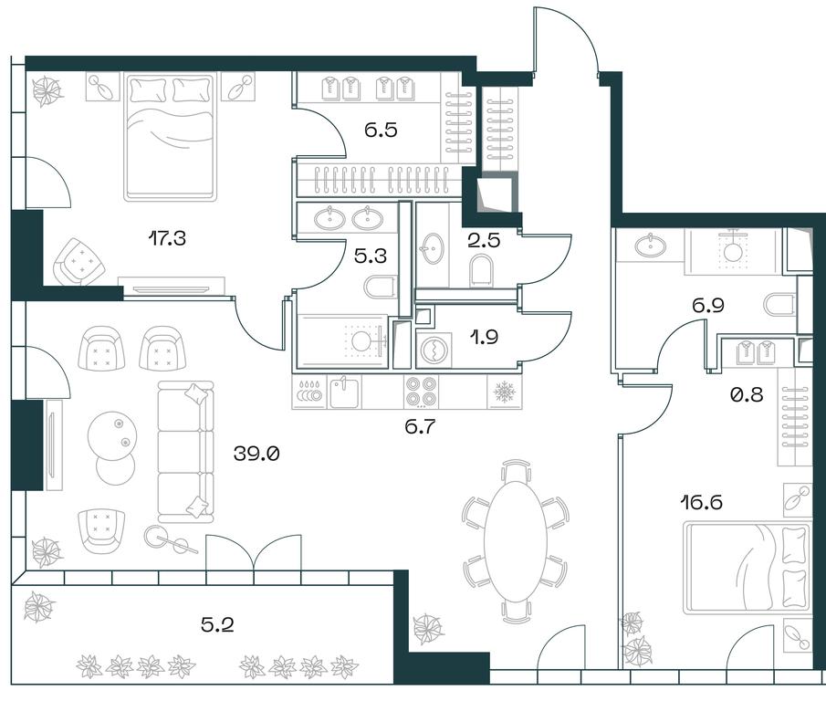 2-BD Apartment Sale, 117.2 sq. m. at SHIFT, 2nd Donskoy Drive, 10, Moscow, Russia #1