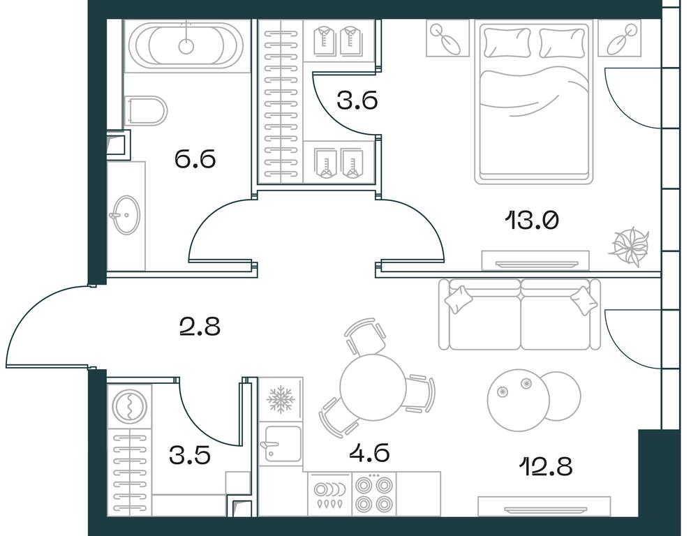 1-BD Apartment Sale, 48.8平方米 at SHIFT, 2nd Donskoy Drive, 10, Moscow, Russia #1 1-BD Apartment Sale, 48.8平方米 at SHIFT, 2nd Donskoy Drive, 10, Moscow, Russia #1